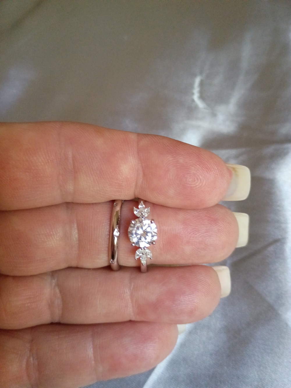 Silver-Tone Round CZ Floral Accent Engagement Ring-White 925 Sterling Silver CZ